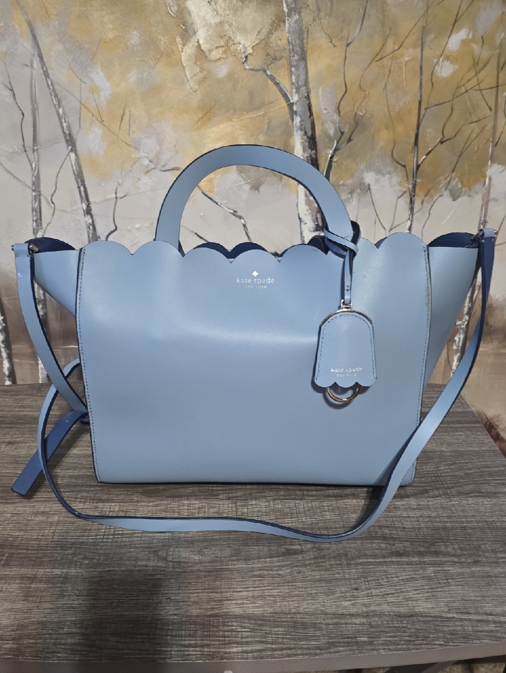 kate spade Scalloped Edge Light Blue Leather Satchel